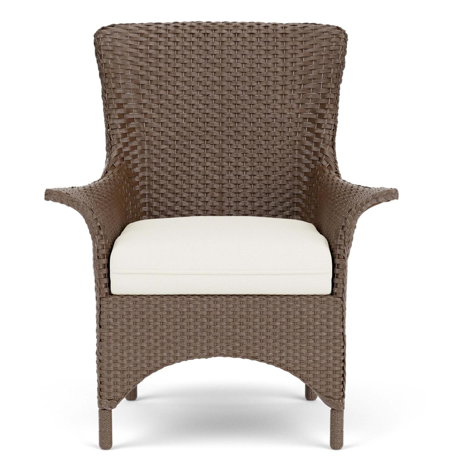 Mandalay Wicker Dining Arm Chair in Bark/Sailcloth Salt By Lloyd Flanders