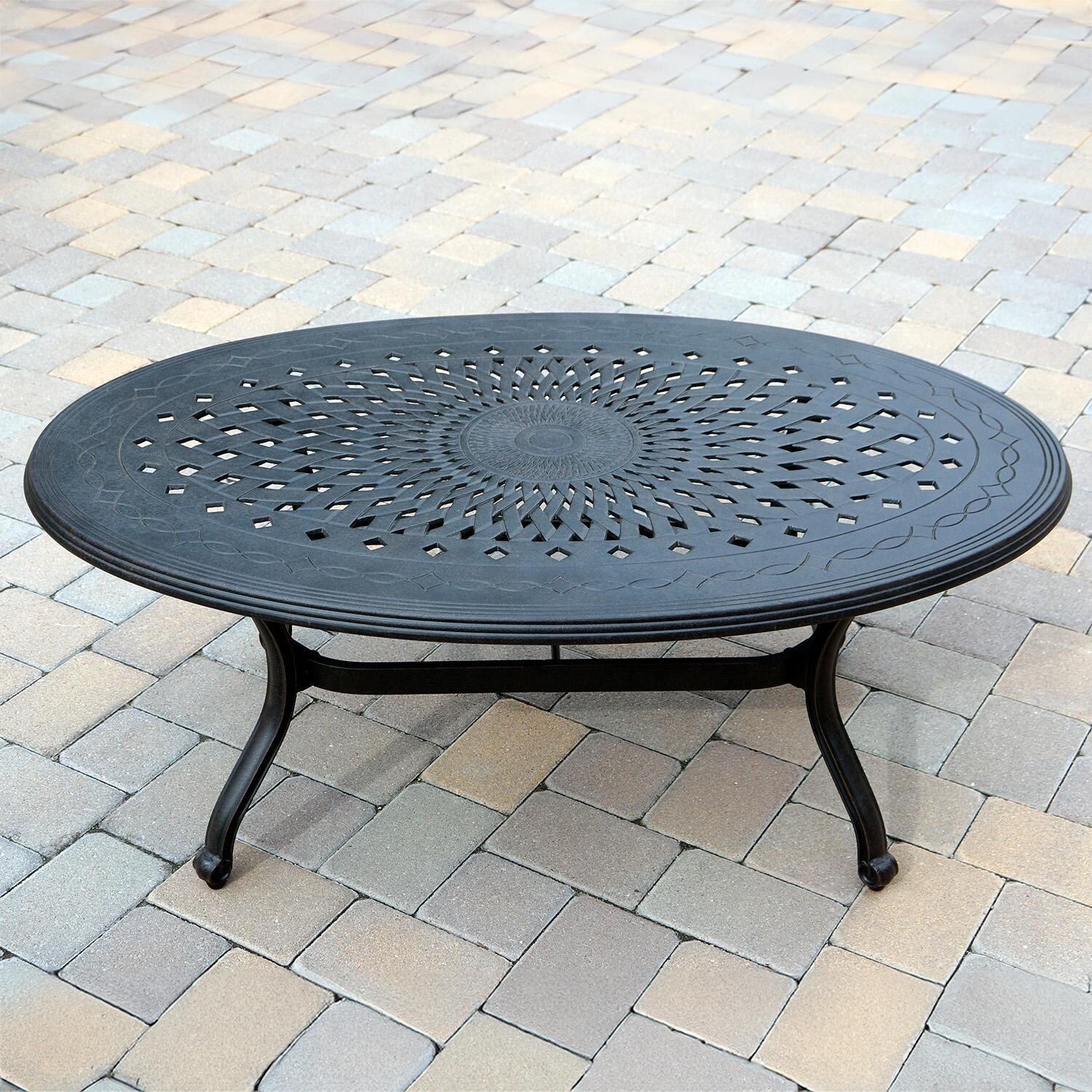 Darlee Ten Star 6-Piece Patio Deep Seating Conversation Set with Cushions and 24 Inch Round End Table and 31 X 46 Inch Oval Coffee Table - Coffee Table - Lifestyle thumbnail