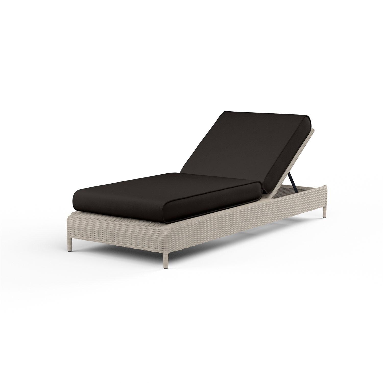 Manhattan Wicker Patio Adjustable Chaise Lounge in Spectrum Carbon w/ Self Welt By Sunset West