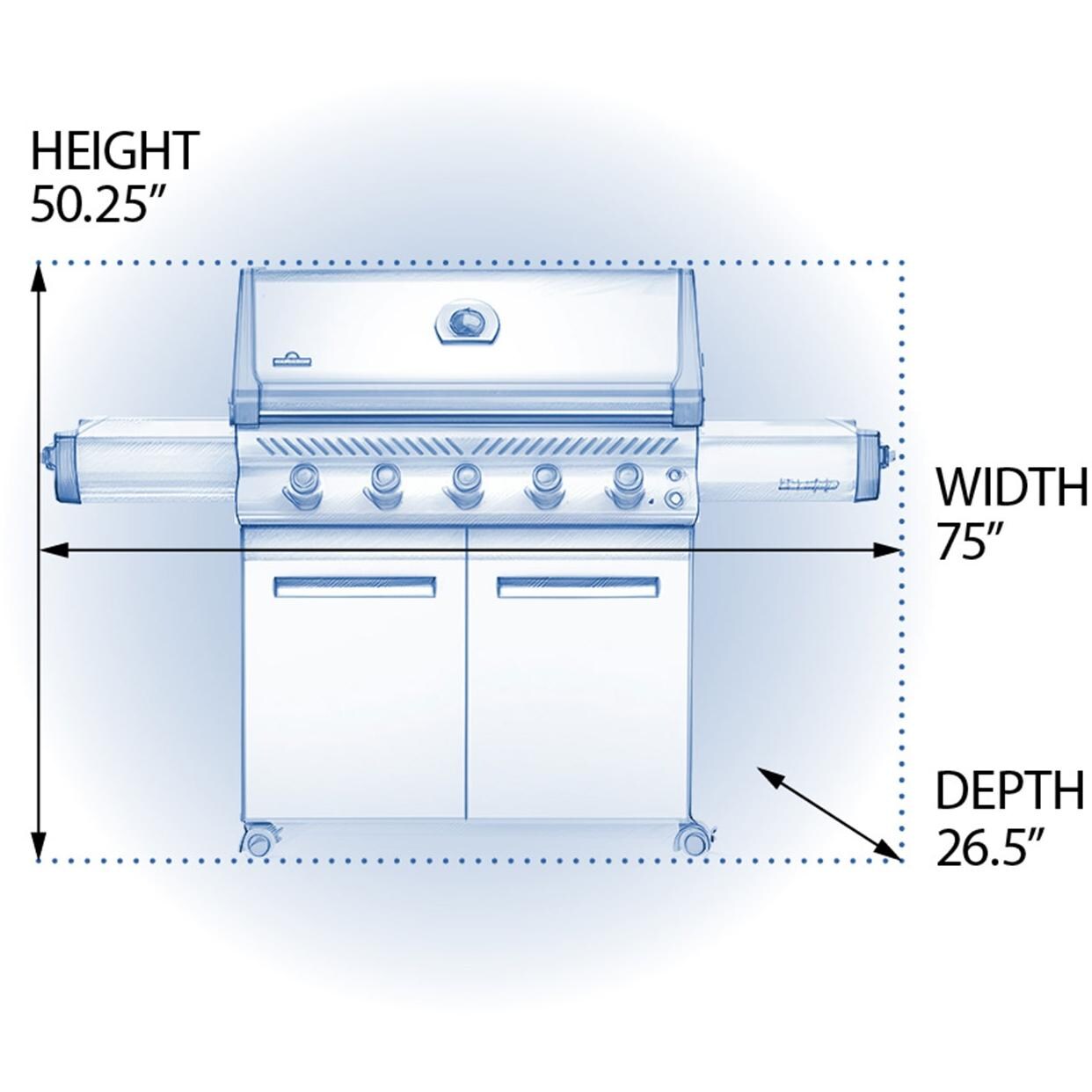 Napoleon Prestige 665 Gas Grill - Dimensions - Diagram thumbnail