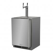 Marvel 24-Inch 5.7 Cu. Ft. Left Hinge Built-in Outdoor Rated Twin Tap Beer Dispenser - Stainless Steel - MO24BNS2LS