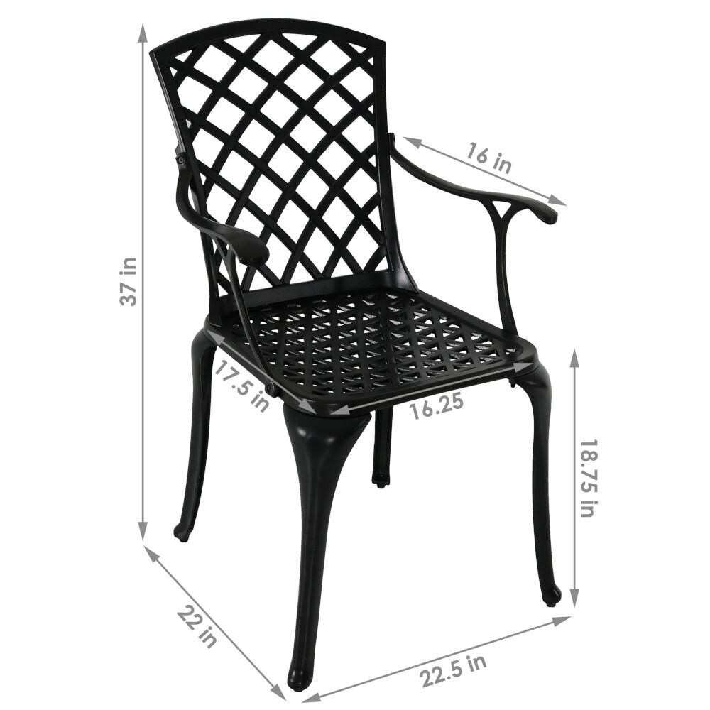 Ultimate Patio Cast Aluminum W/ Crossweave Design Patio Chairs - Dimensions thumbnail