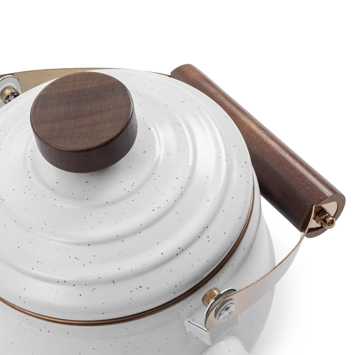Barebones Living CKW-398 Enamel Teapot - Eggshell - Lid And Handle Detail thumbnail