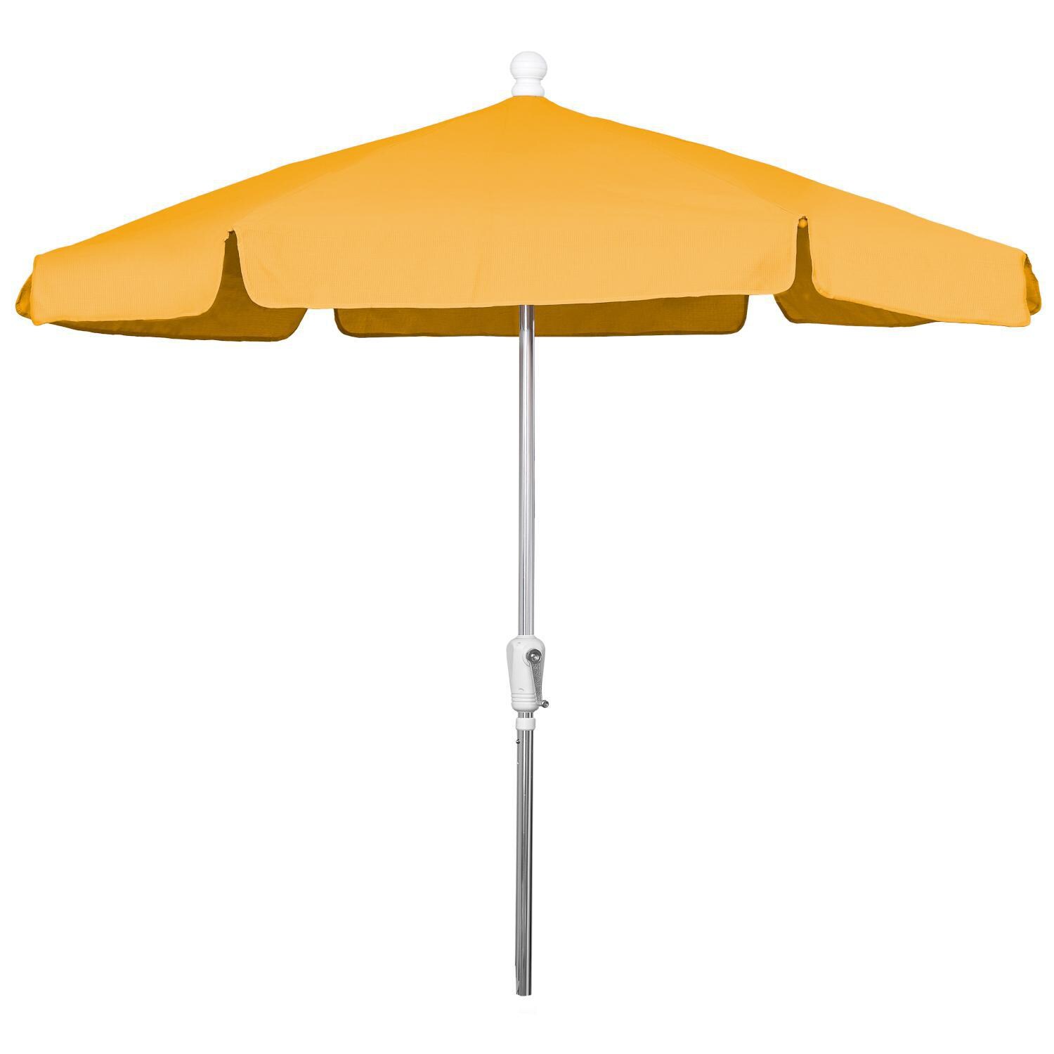FiberBuilt 7.5 Ft. Aluminum Market Patio Umbrella W/ Crank Lift - Silver Pole / Yellow Vinyl