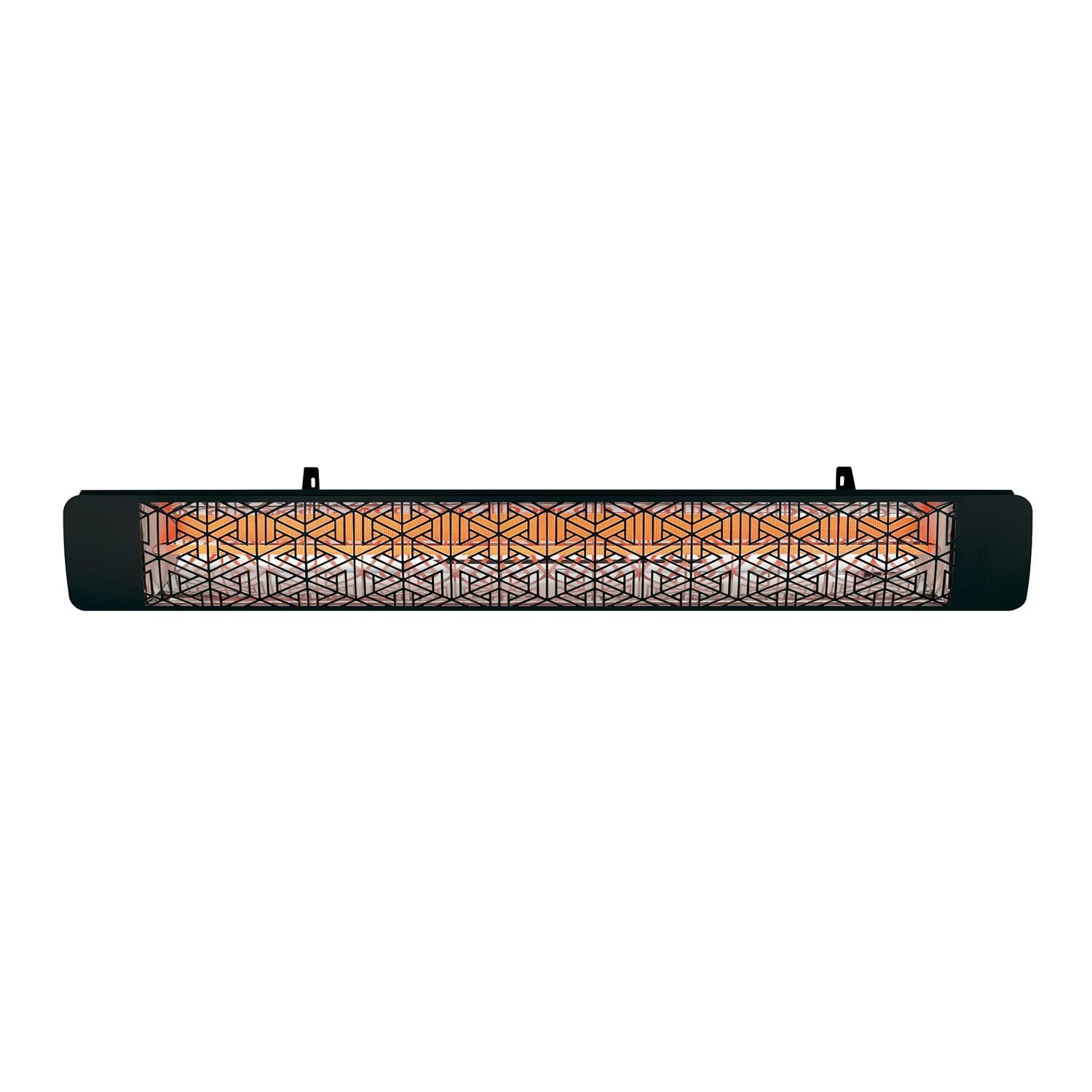 Eurofase EF30277B3 Mason Series 61 Inch 3000 Watt Single Element Marine Grade 277V Electric Patio Heater in Black - Tilted Down - Front View - White Background thumbnail