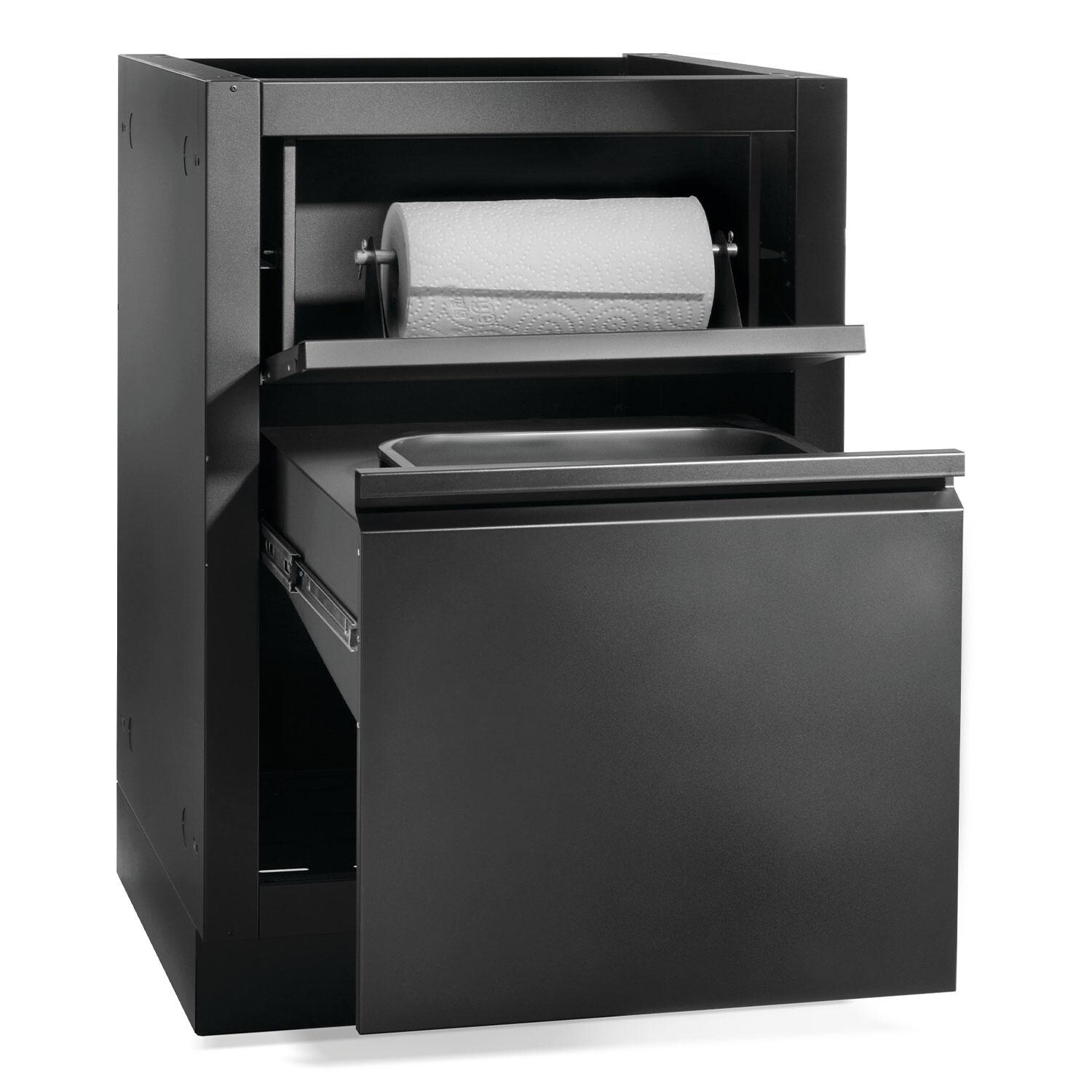 Napoleon IM-WDC-MK-1 OASIS Waste Drawer Cabinet - Matte Black - Open - White Background thumbnail