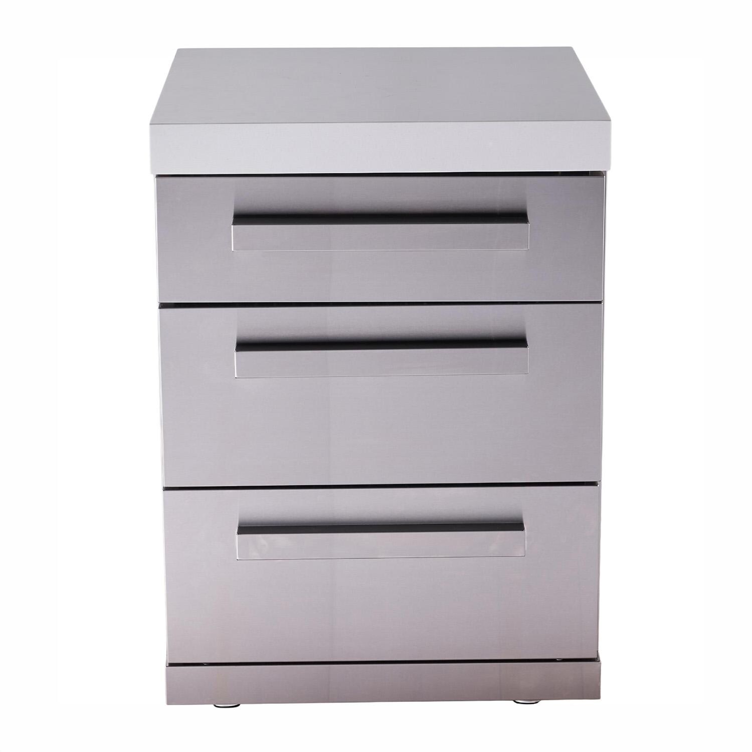 Mont Alpi MADRW-SS Outdoor Rated Triple Drawer Cabinet Module - Stainless Steel - Front - White Background thumbnail