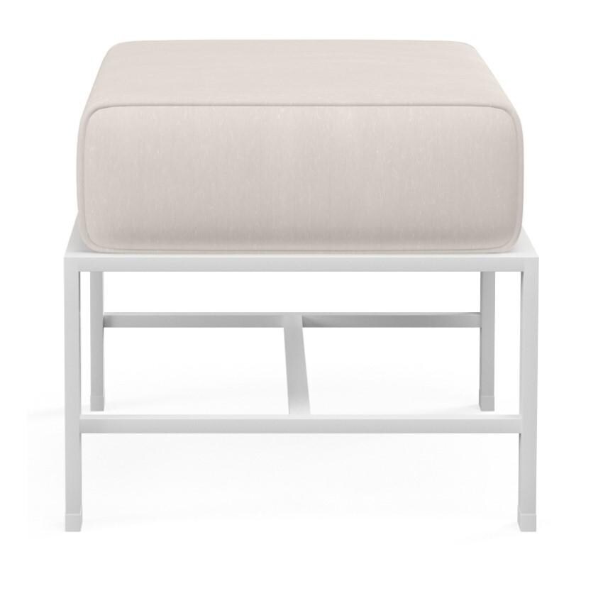 Bristol Aluminum Ottoman w/ Self Welt in White/Canvas Natural by Sunset West - White Background thumbnail