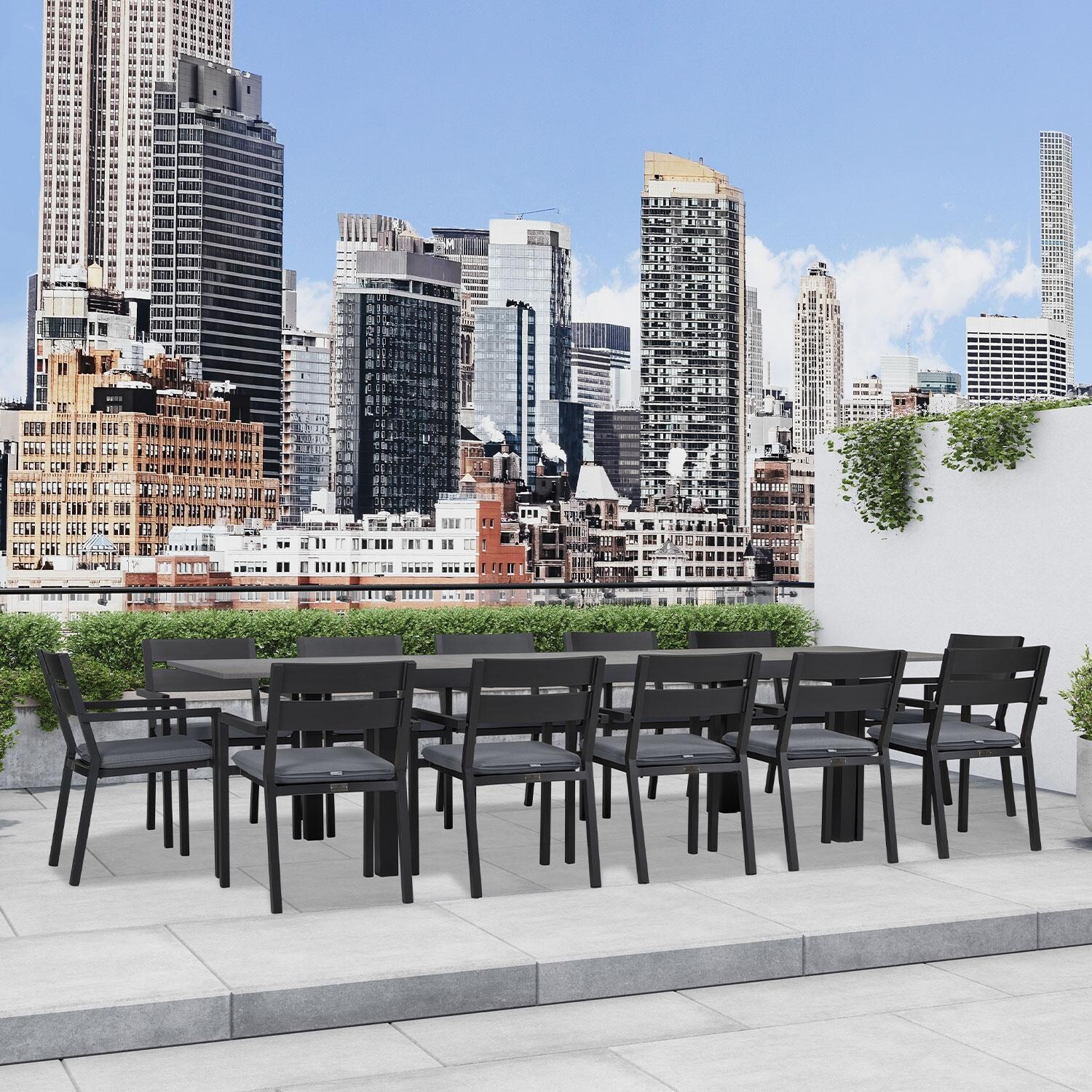Calm Bay 13 Pc Extendable Dining Set in Slate/Canvas Charcoal by Lakeview - In the City (Shown in Black/Canvas Charcoal) - Lifestyle thumbnail