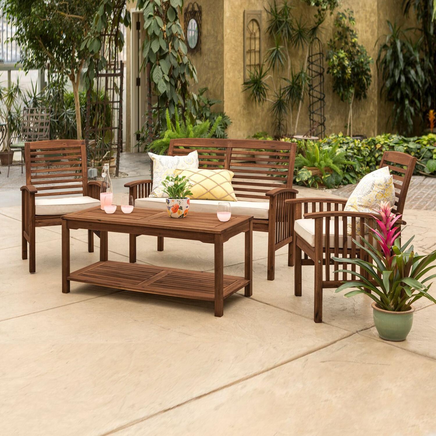 Horizon Way 4 Pc Acacia Seating Set in Dark Brown/Natural by Ultimate Patio