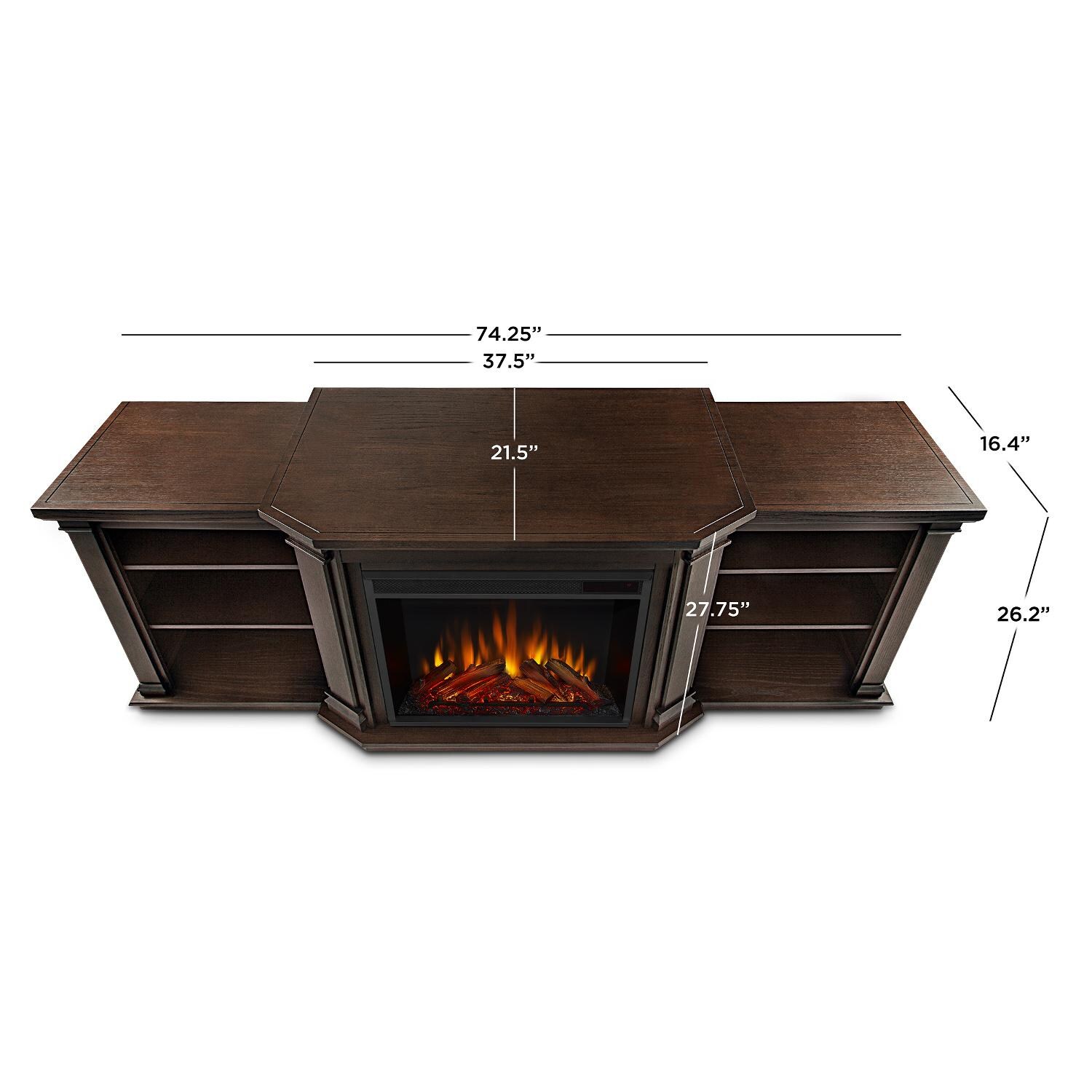 Real Flame - 7930E-CO - Valmont 75-Inch Electric Fireplace Entertainment Center - Chestnut Oak - Overall Dimensions thumbnail