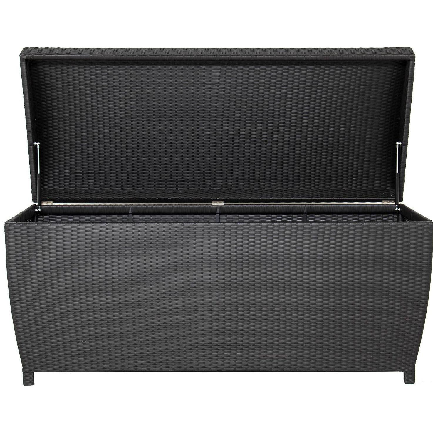 Extra-Large Resin Wicker Outdoor Storage Chest - 67 X 28 - Espresso By Lakeview Outdoor Designs - Open Front View thumbnail