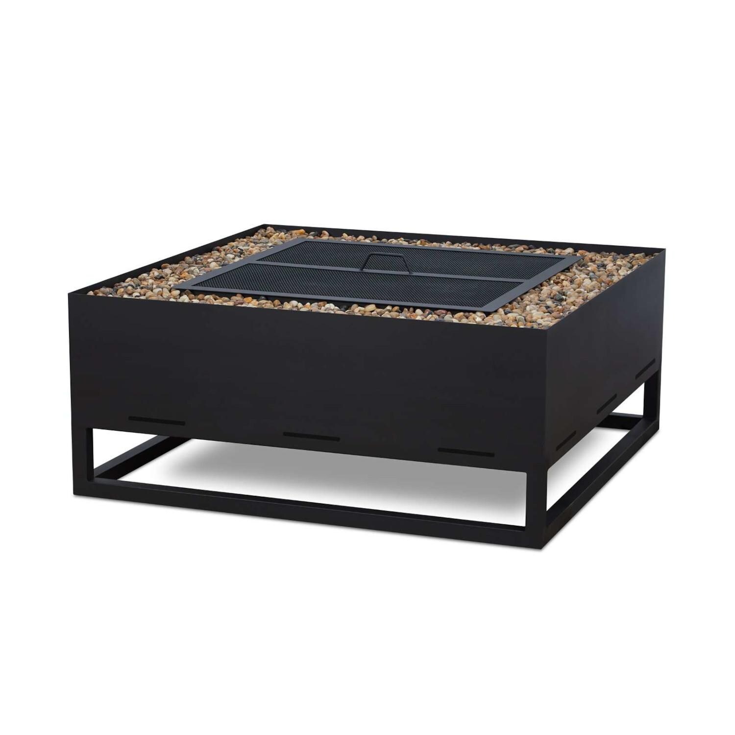 Lakeview SC965BLK Cannebelle 36-Inch Square Wood Burning Fire Pit - Black - Lid On thumbnail