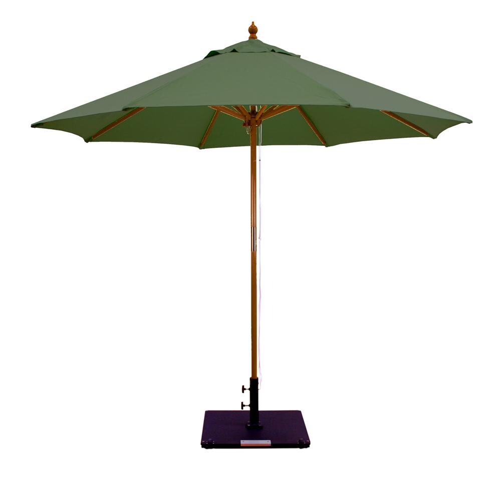 Galtech 9 Ft. Octagonal Wood Patio Umbrella W/ Pulley Lift - Dark Wood Frame W/ Forest Green Sunbrella Fabric (Umbrella Base Not Included) thumbnail