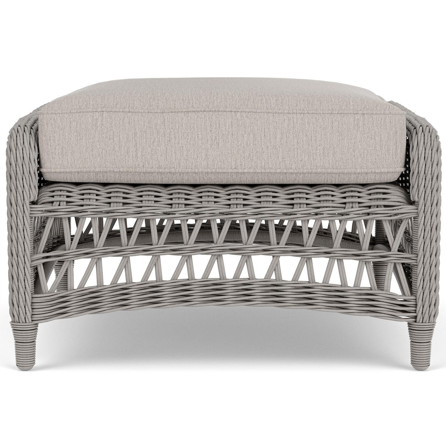 Mackinac Wicker Ottoman in Putty/Remy Cloud By Lloyd Flanders