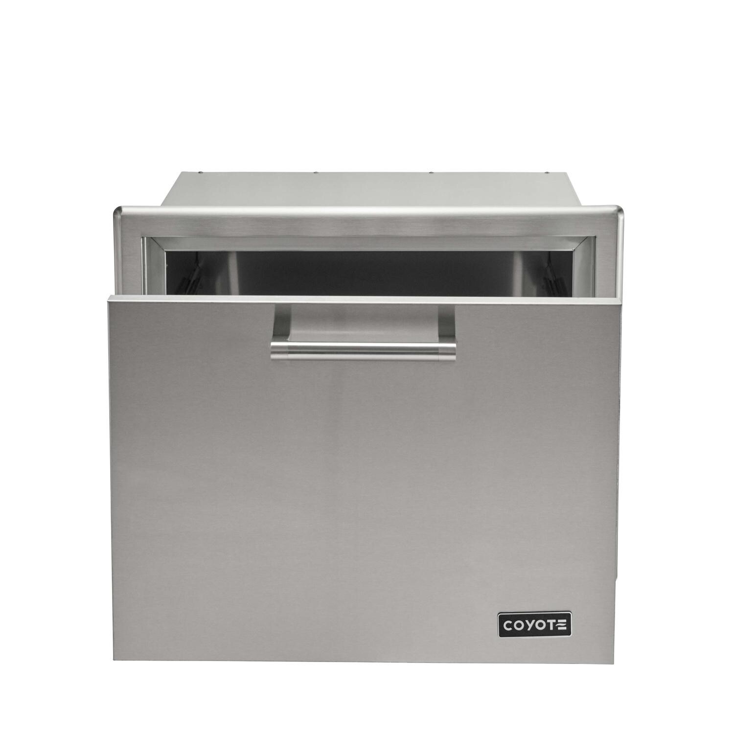 Coyote Outdoor Living C3-CPOC 27 Inch Pull Out Ice Chest - Open - White Background thumbnail