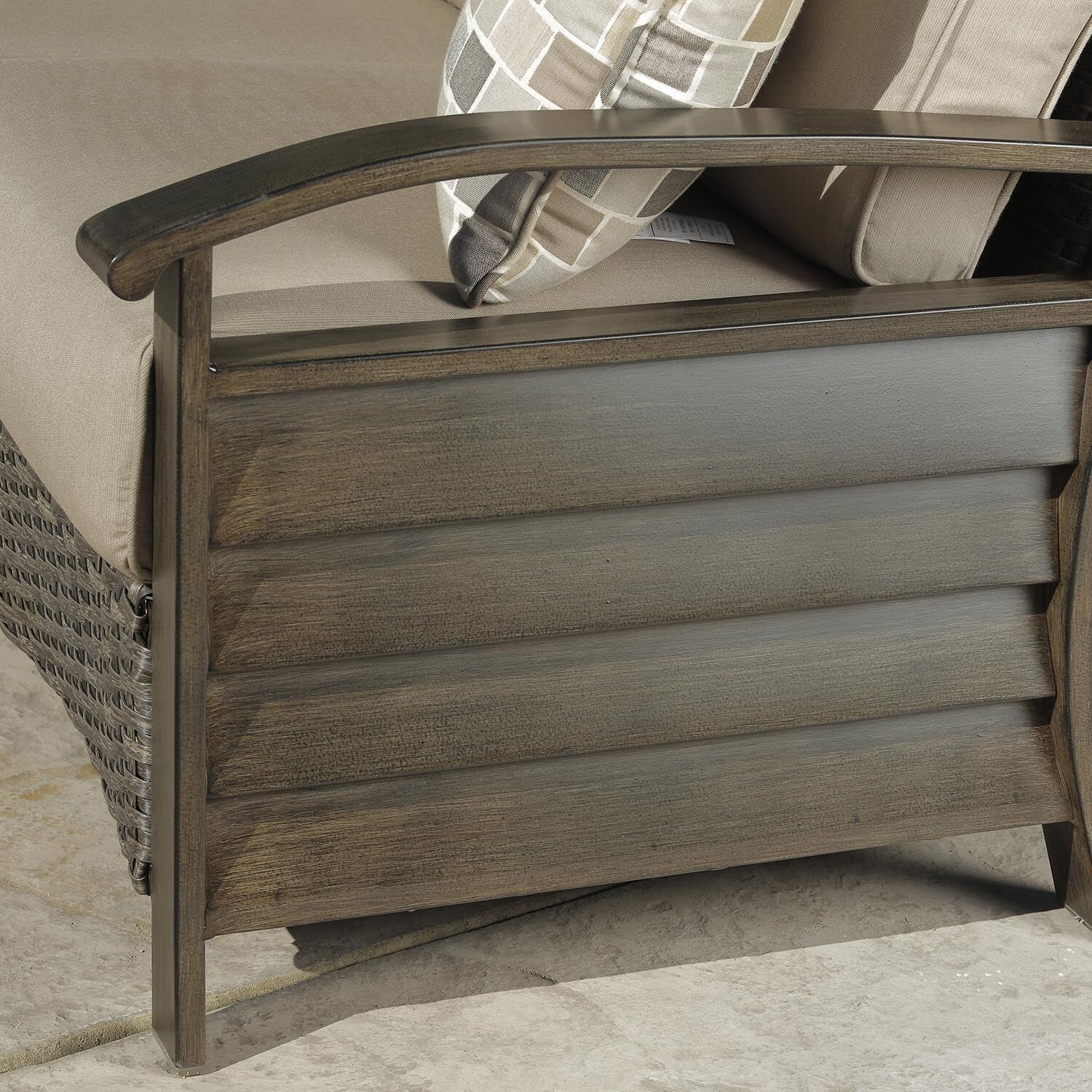 Lakeview Outdoor Designs Dove Cay 6 Piece Wicker & Aluminum Patio Conversation Set - Patio Loveseat Side Detail thumbnail