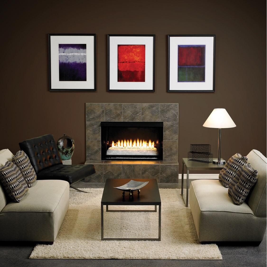 White Mountain Hearth By Empire Crushed Fire Glass Set With Vent-Free Loft Burner - Lifestyle (Shown in Clear Frost) thumbnail