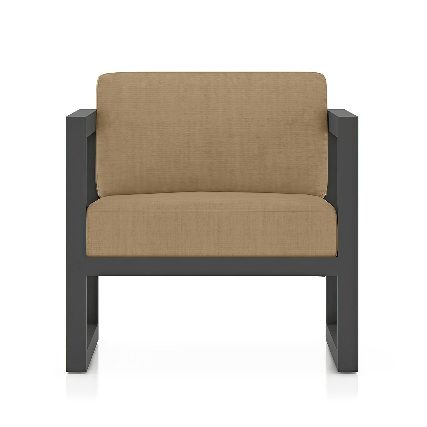 Misty Cove 3 Piece Seating Set in Slate w/Chat Table & Heather Beige Cushions by Lakeview - Club Chair - White Background thumbnail