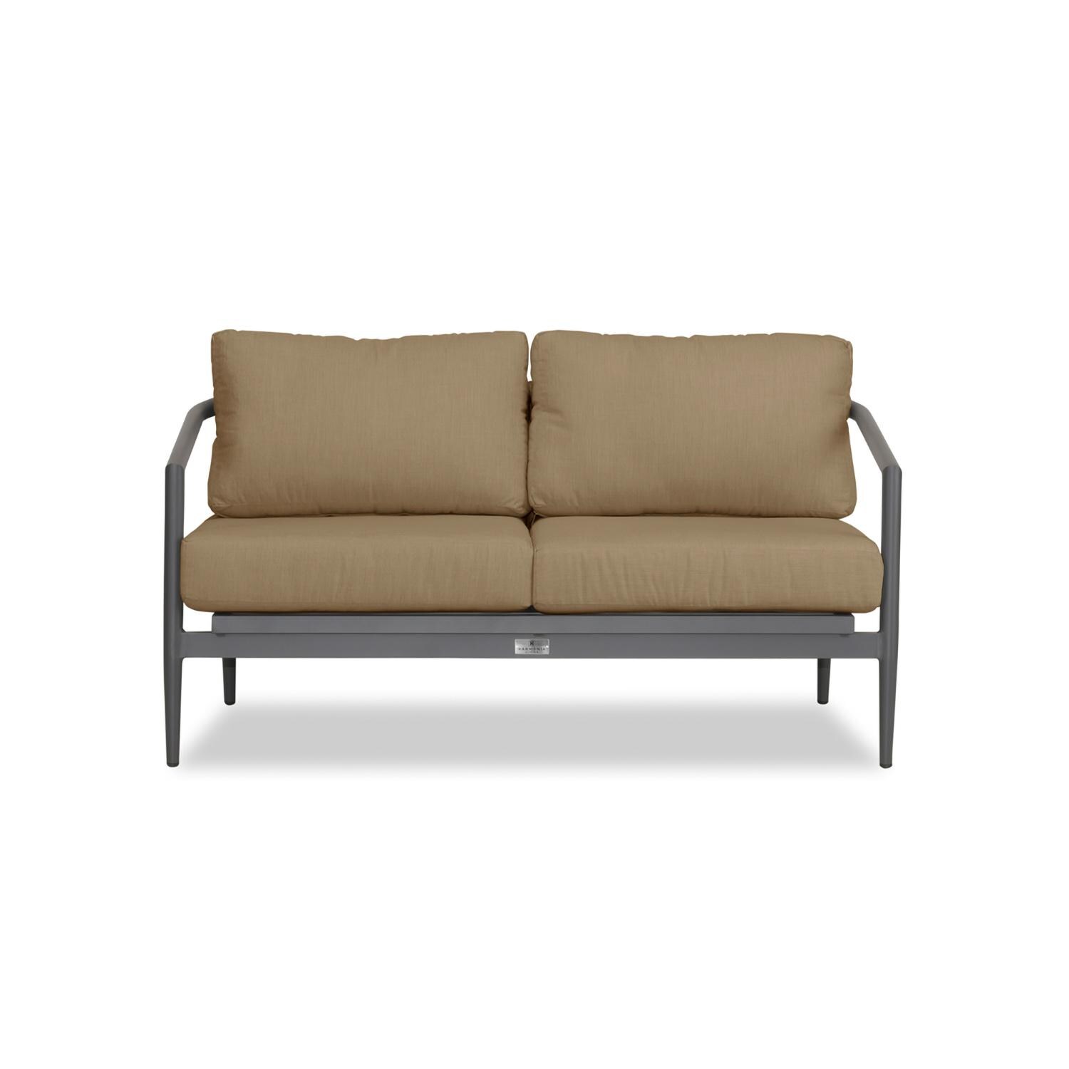 Lakeview Midnight Cove 4 Pc Aluminum Sofa Loveseat Seating Set in Slate/Pebble Gray/Heather Beige - Loveseat - White Background thumbnail