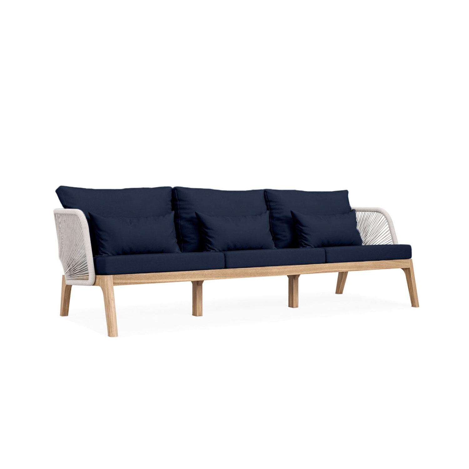 Willowlake 3 Person Teak Sofa in Indigo by Lakeview Outdoor Designs - Side View - White Background thumbnail