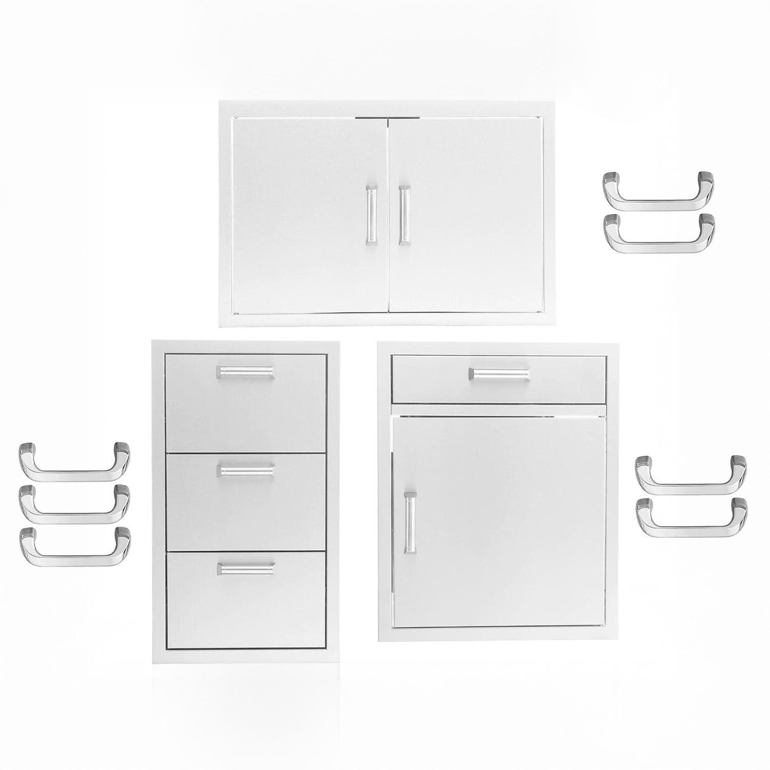 BBQGuys Signature 3 Pc 32-in Double Access Door, Single Access Door, & Triple Drawer Outdoor Kitchen Storage Package