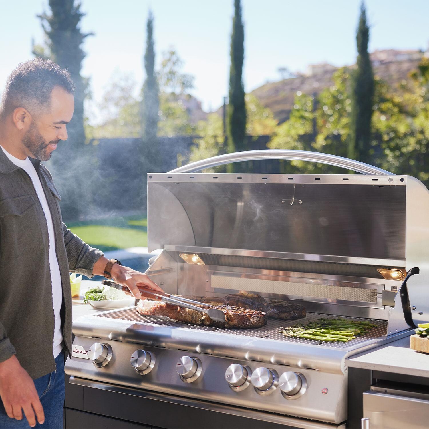 Blaze BLZ-5LTE3-LP Premium LTE+ 40-Inch 5-Burner Built-In Propane Grill With Rear Infrared Burner & Lift-Assist Hood - Grilling - Lifestyle thumbnail
