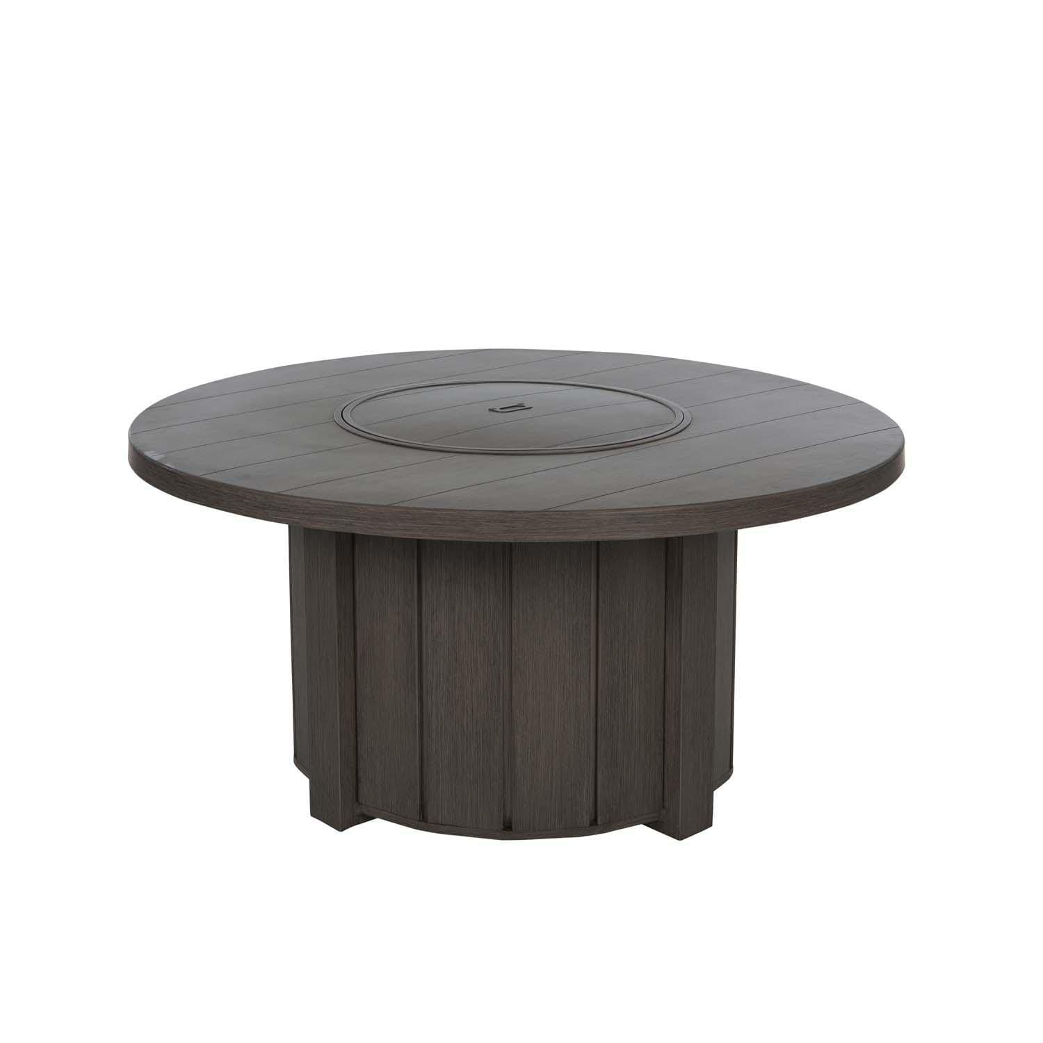 Trevi 50 Inch Round Aluminum Propane Fire Pit w/ Lid in Chestnut By Ebel - Closed - White Background thumbnail