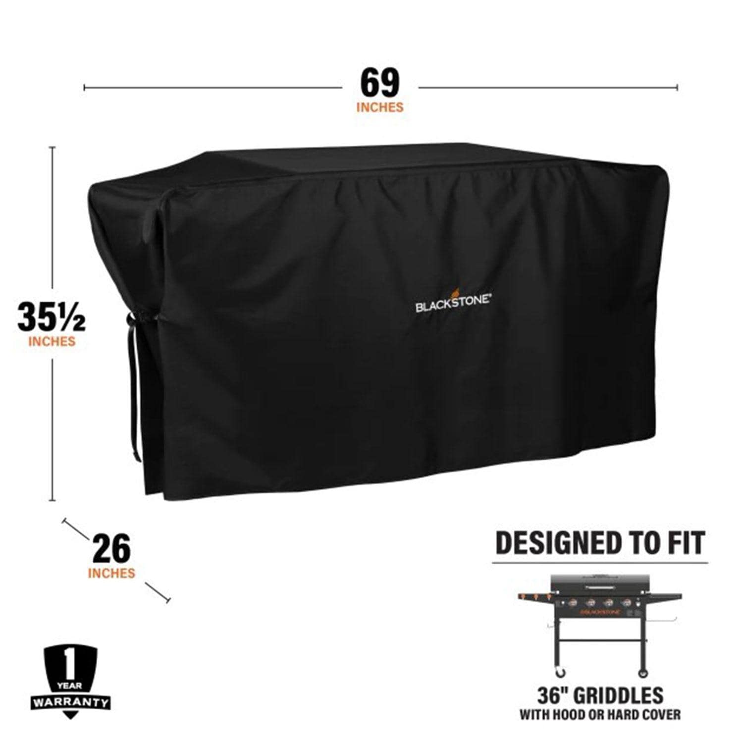 Blackstone 5482 Cover For 36-Inch Griddle Station W/ Hood - Dimensions - Dimensional thumbnail