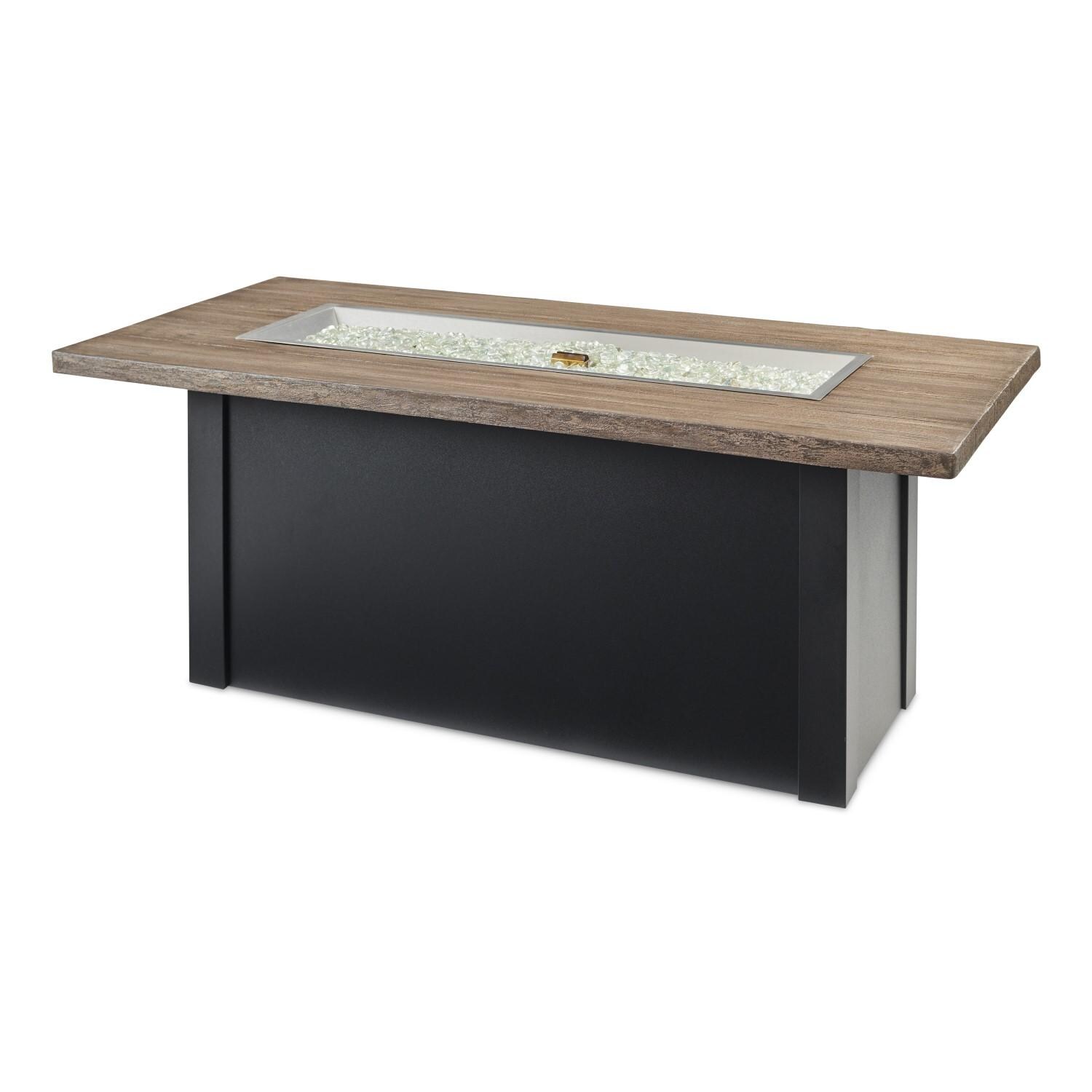 Havenwood 62 Inch Natural Gas Fire Pit Table W/ Driftwood Top & Black Base - White Background thumbnail