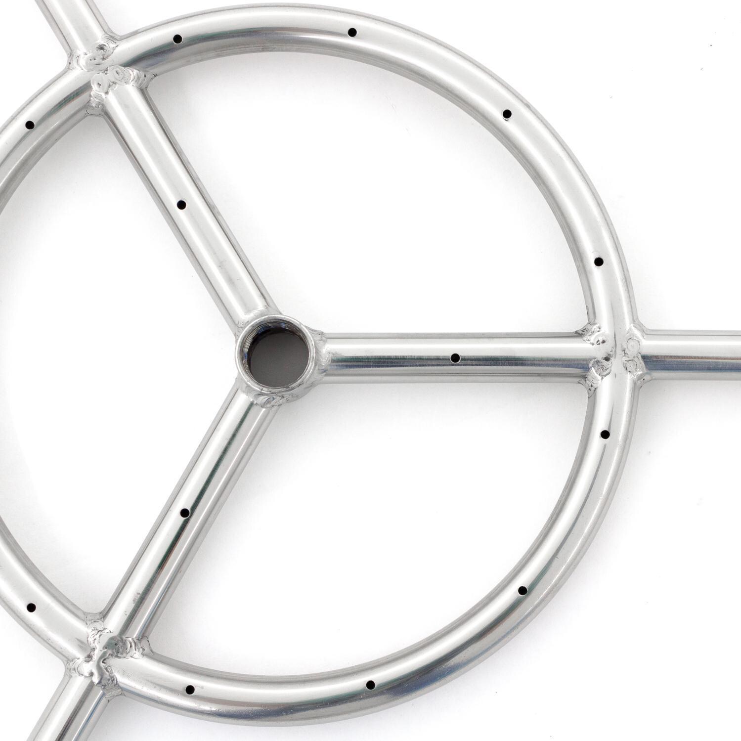 BBQGuys Signature Series 18-Inch Three-Spoke Round Propane Double-Ring Burner - Stainless Steel - Burner Detail thumbnail