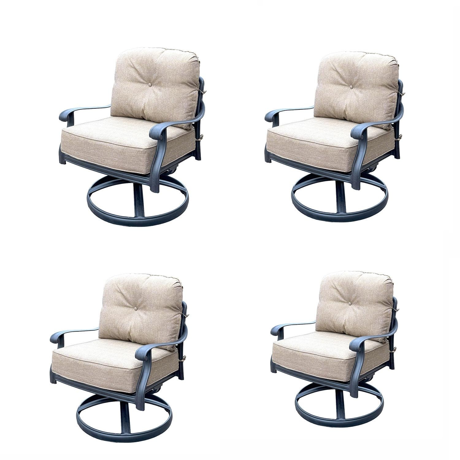 Darlee Elisabeth Cast Aluminum 4-Pc Swivel Rocker Club Chair Set in Antique Bronze/Beige - Full Set - Lifestyle thumbnail
