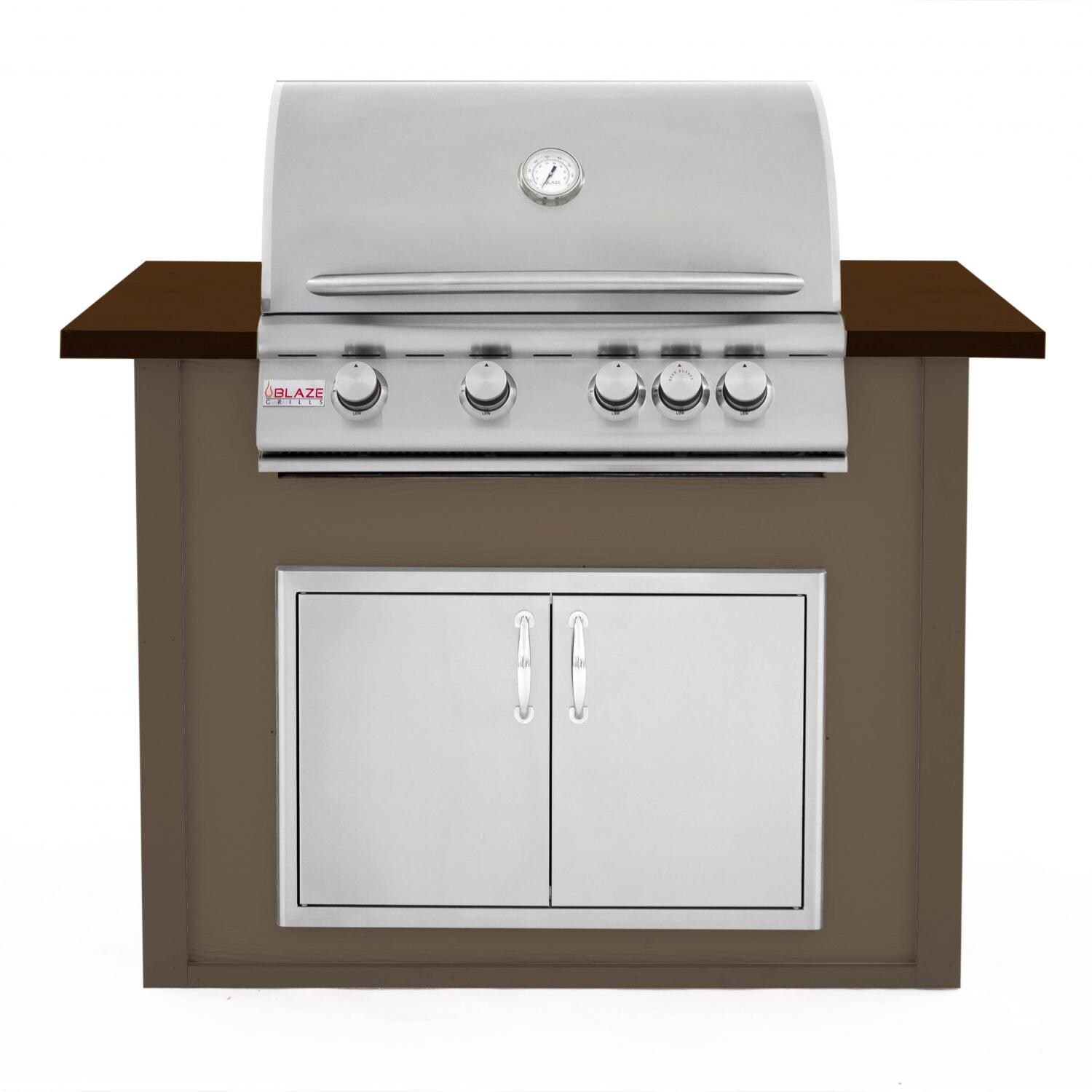 BBQGuys 4 Ft BBQ Island With Blaze 32Inch Natural Gas Grill & Double