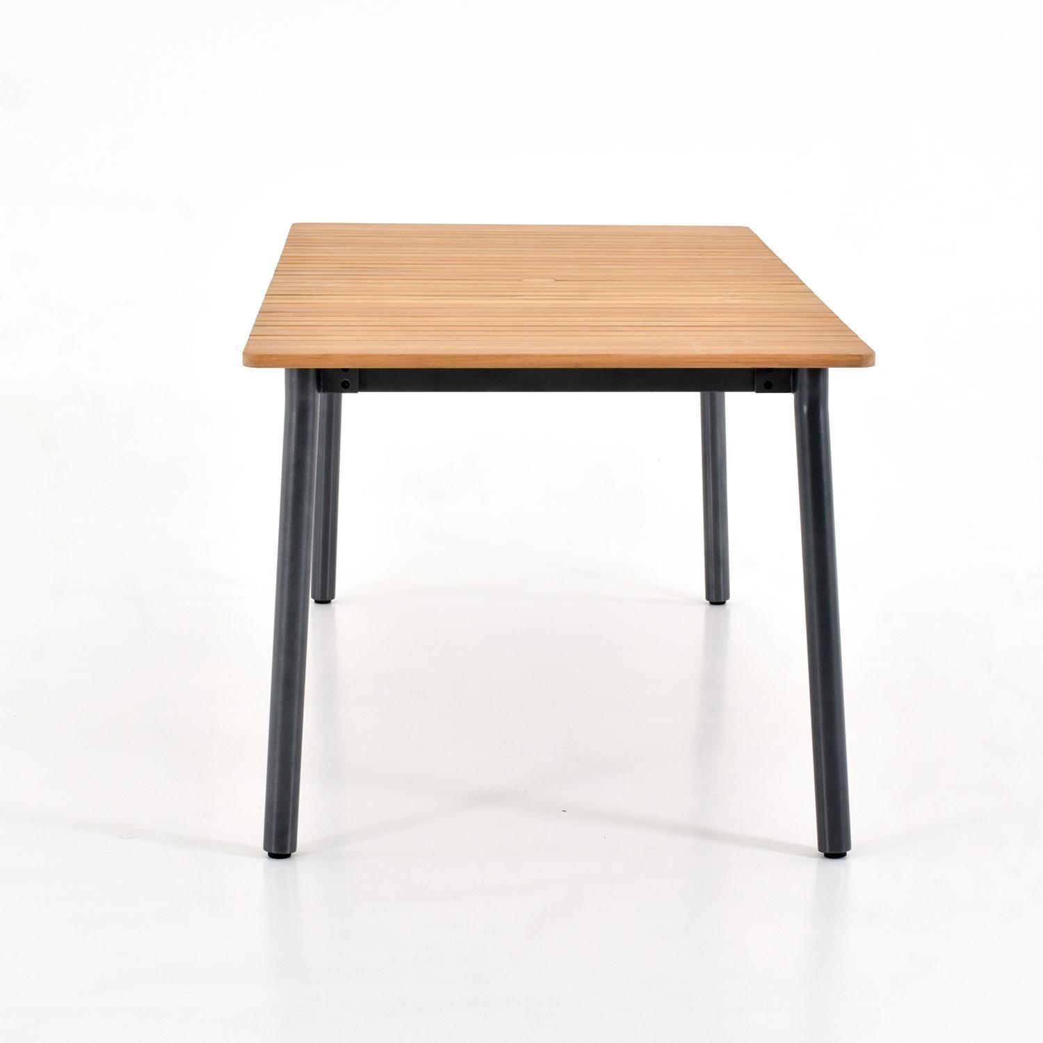 Lake Charles 71 Inch Aluminum Outdoor Dining Table by Lakeview Outdoor Designs - Side View - White Background thumbnail