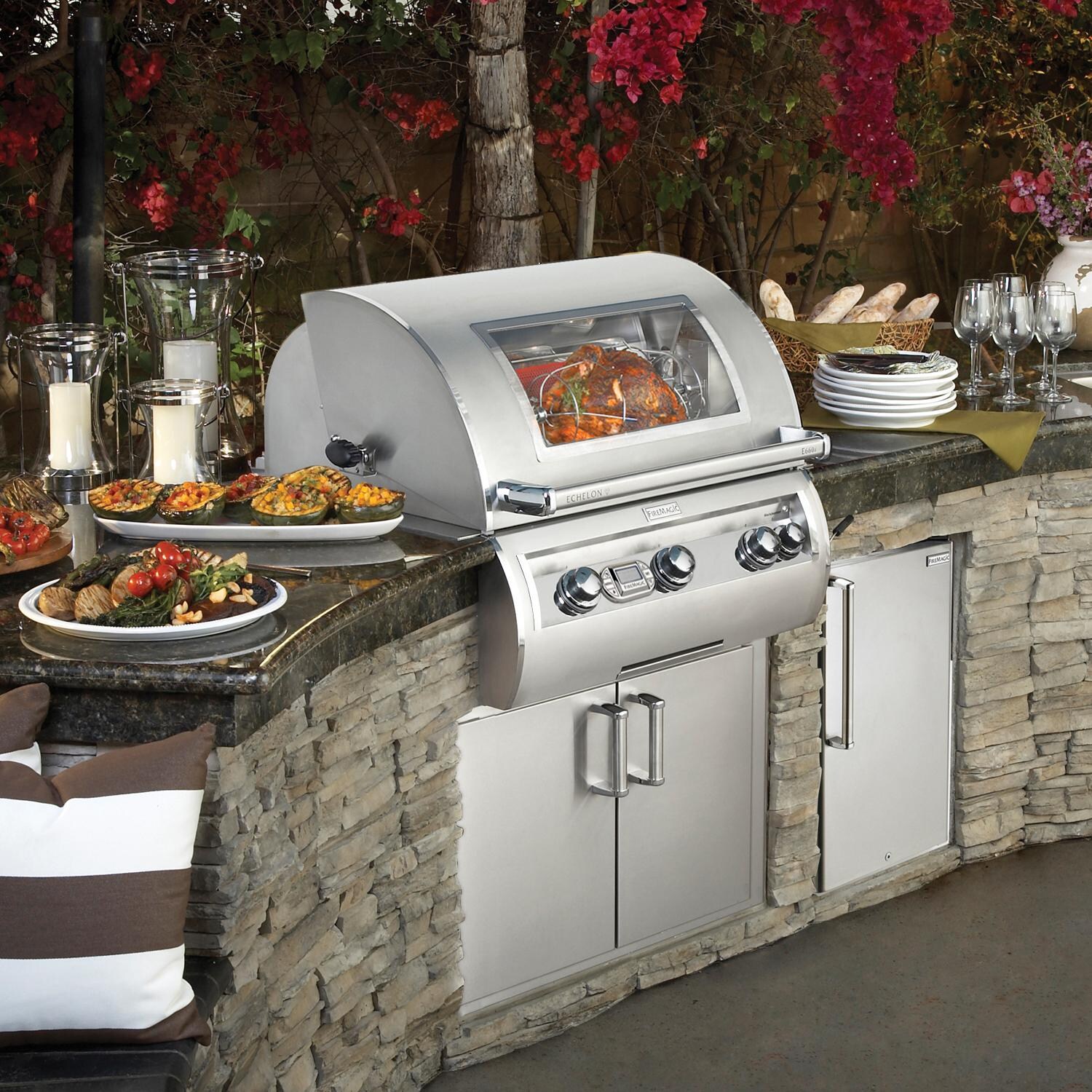 Fire Magic - E660I-8L1P-W - Echelon Diamond 30-Inch Built-In Propane Gas Grill W/ One Infrared Burner, Magic View Window & Rotisserie - Built Into Island thumbnail