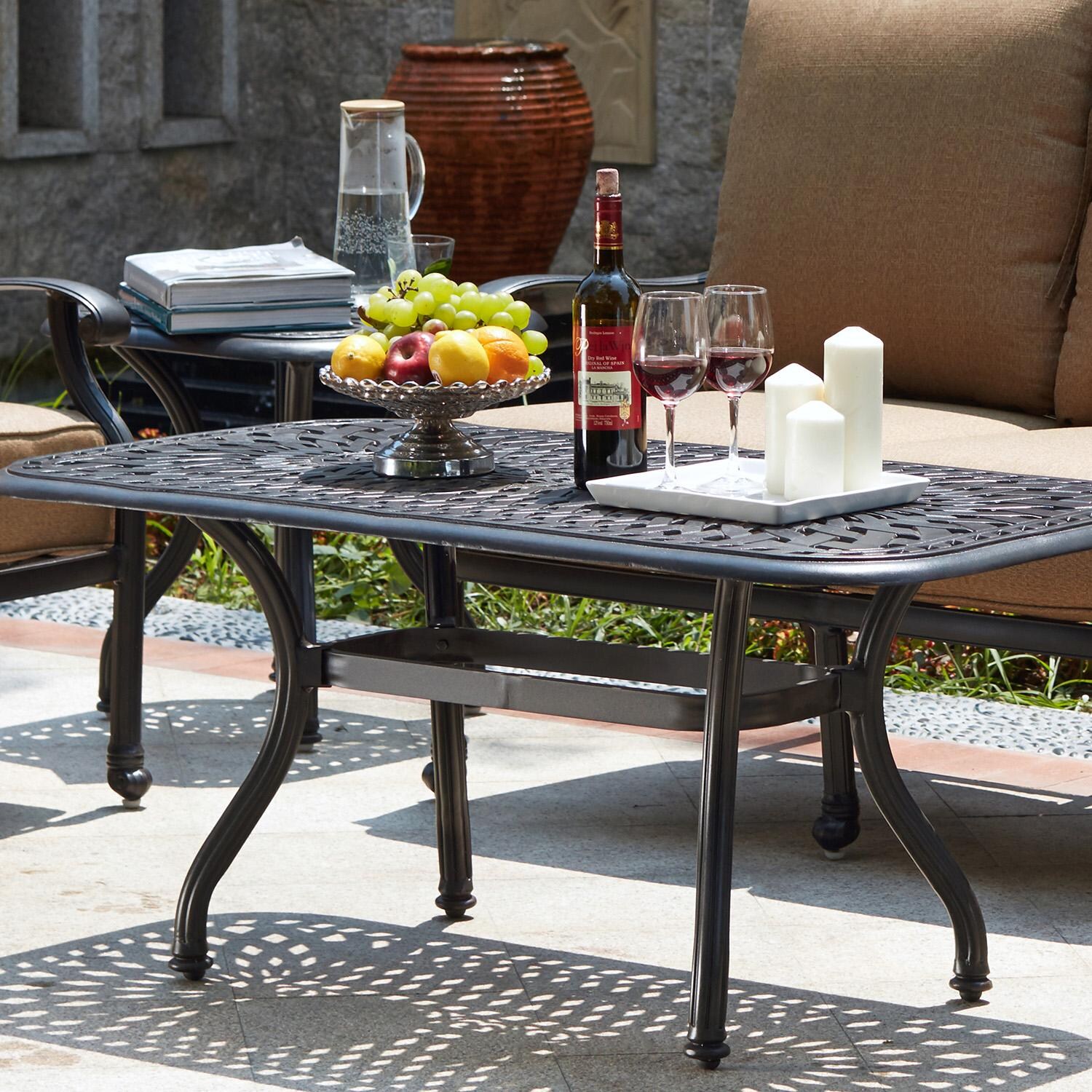 Darlee Series 60 Patio Coffee Table in Antique Bronze - Lifestyle thumbnail