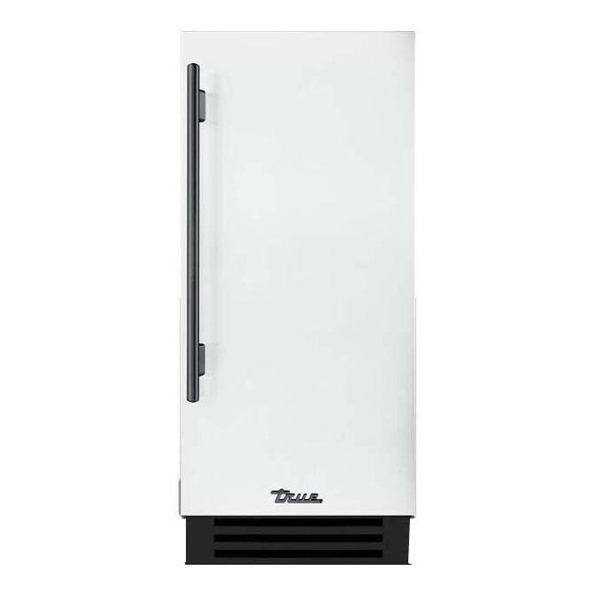 True TUI-15-R-OP-D~DSK-030-H05 15-Inch 85 Lb. Right Hinge Outdoor Ice Maker - Matte White w/ Pewter Handle - Display - White Background thumbnail