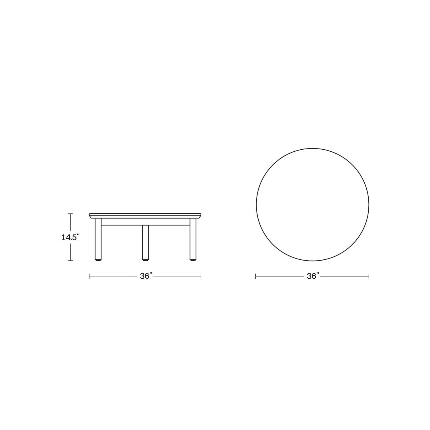 Neighbor HVN-CTABLE-2 Round Coffee Table - Dimensions thumbnail