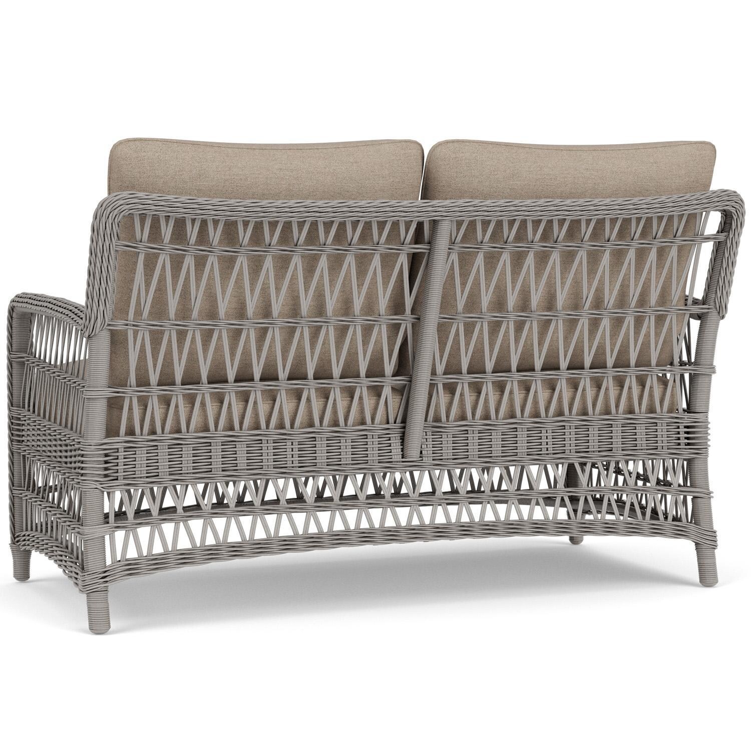 Lloyd Flanders Mackinac Loveseat in Putty Finish with Demo Oatmeal Fabric - Rear Left thumbnail