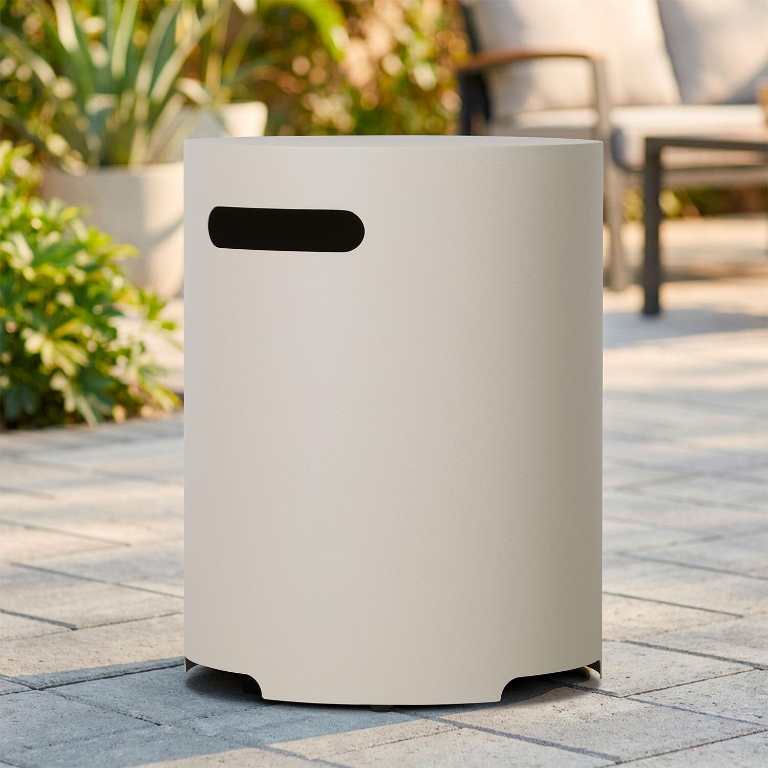 20-in Round Metal Propane Tank Cover in Light Sand by Lakeview Outdoor Designs - Lifestyle thumbnail