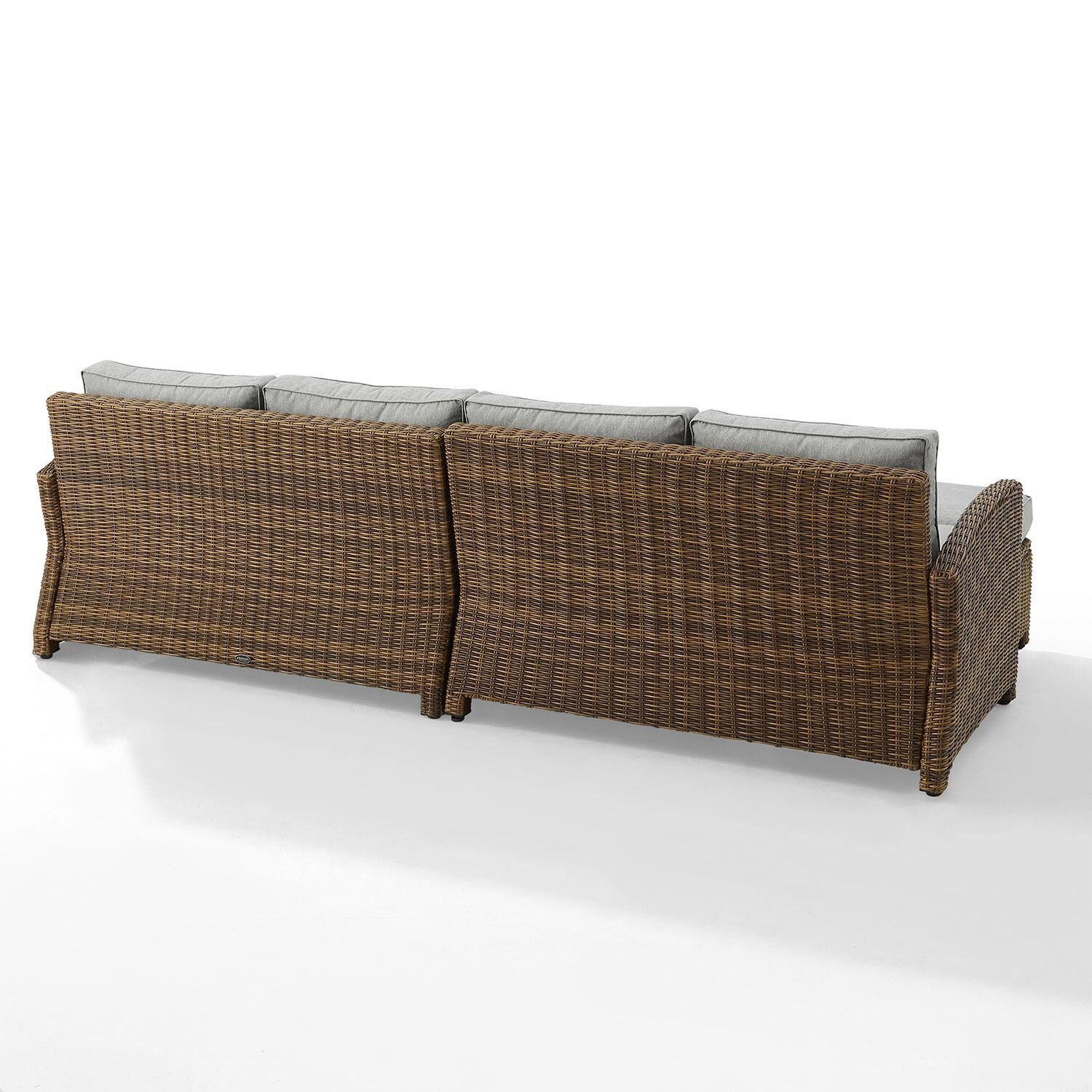 Ultimate Patio UP-92420WB-GY 4Pc Wicker Outdoor Sectional Patio Furniture Set in Gray - Rear - White Background