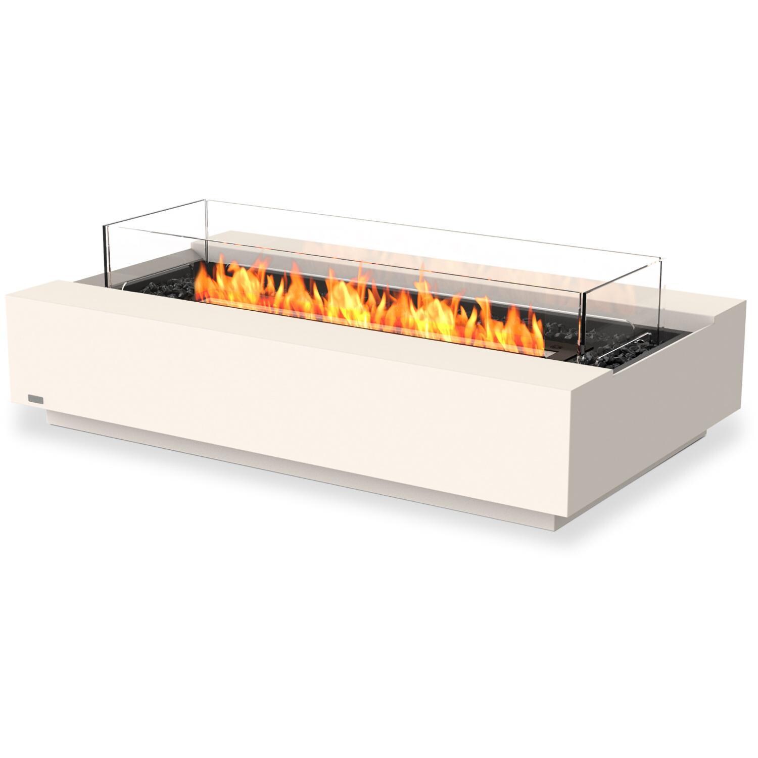 EcoSmart Fire ESF.O.CMO.50.BO.B Cosmo 50 Inch Black Burner Rectangle Concrete Ethanol Pit Table in Bone - On the Patio - Lifestyle thumbnail