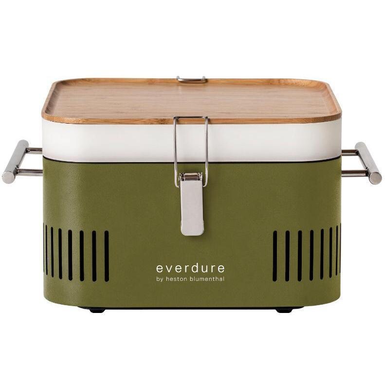 Everdure HBCUBEKUS Khaki CUBE 17 Inch Portable Charcoal Grill Only - White Background thumbnail