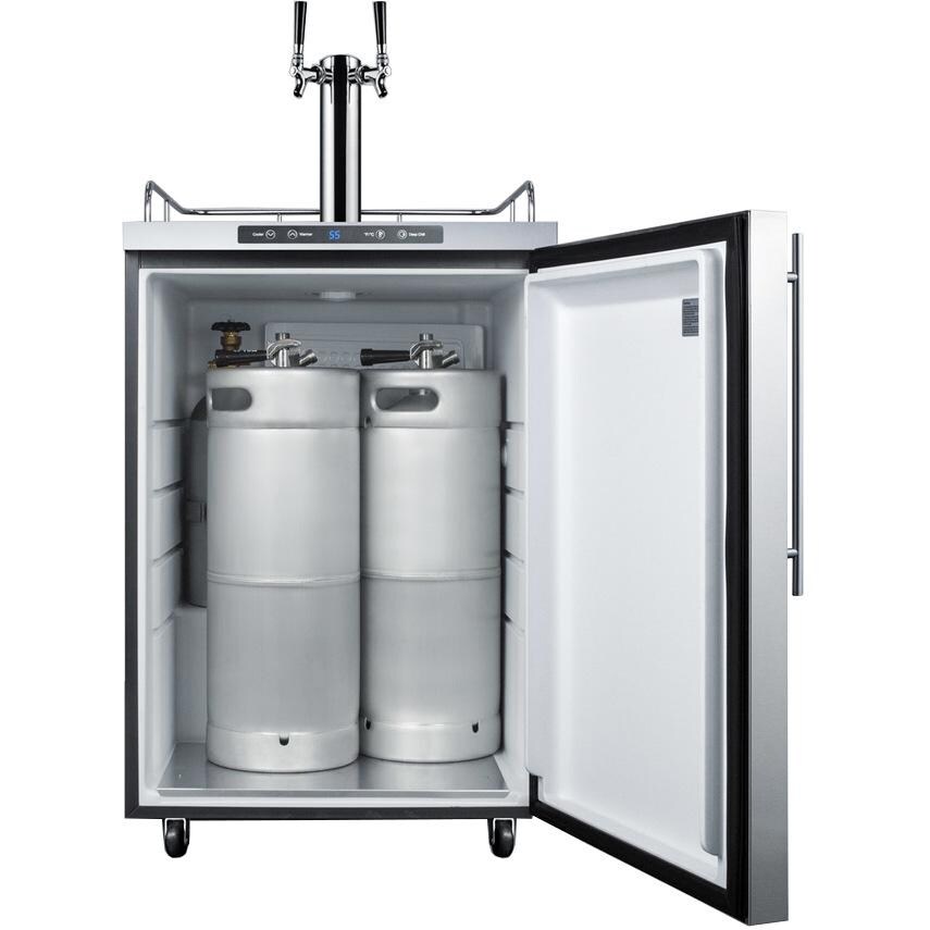 Summit 5.6 Cu. Ft. Freestanding Outdoor Double Tap Beer Dispenser / Kegerator With Professional Handle - SBC635MOSHVTWIN - Stocked View thumbnail