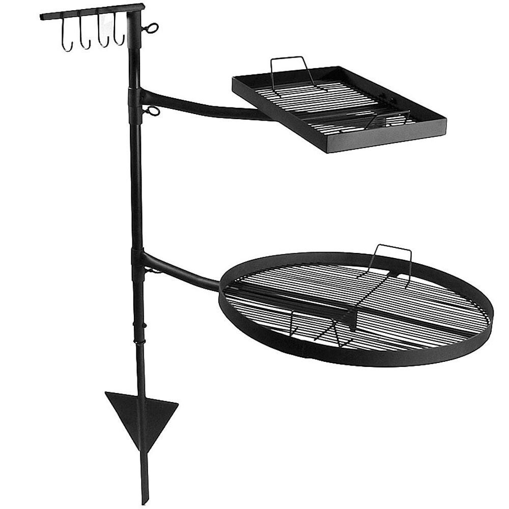 Sunnydaze Steel Dual Fire Pit Campfire Cooking Grill System - KF-DCG image