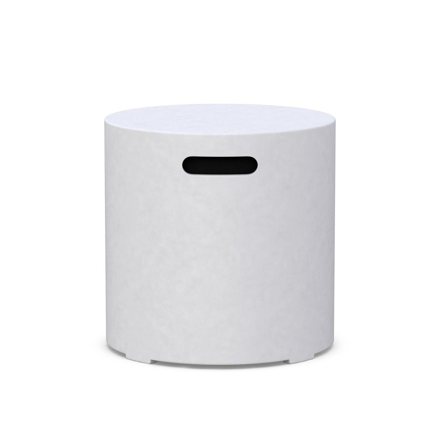 Azzurro Living Cabo 41 Inch Propane Fire Table W/ Tank Cover in White - Tank Cover Front - White Background thumbnail