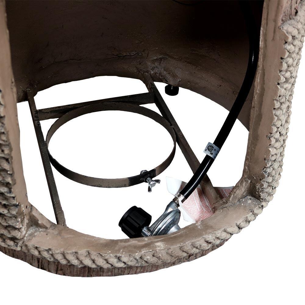 Ultimate Patio 29-Inch Round Rope & Barrel Propane Gas Fire Pit Table - Tank Storage thumbnail