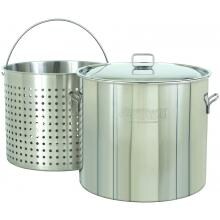 Bayou Classic Pots With Full Sized Basket 122 Quart Stainless Steel Stock Pot image