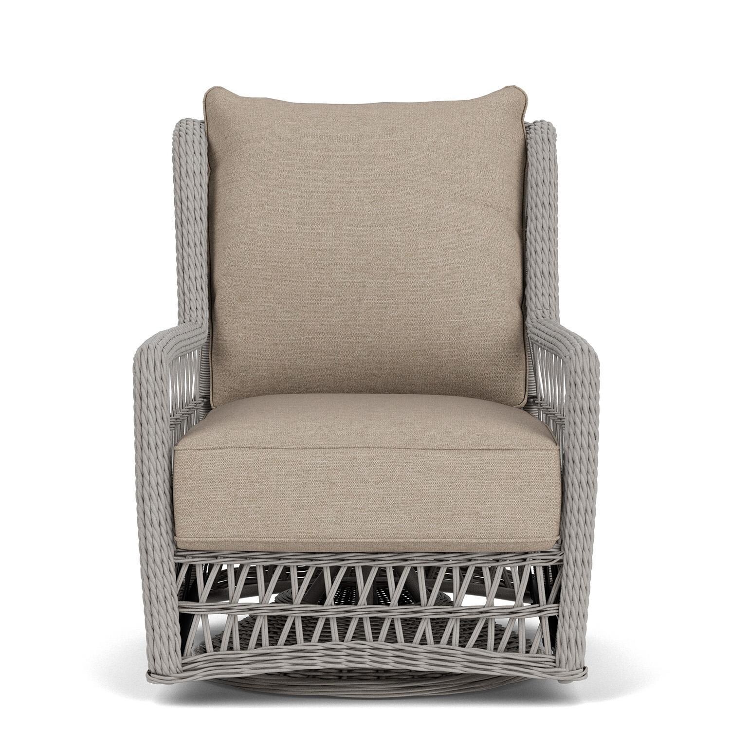 Mackinac Wicker High Back Swivel Glider Club Chair in Putty/Demo Oatmeal by Lloyd Flanders
