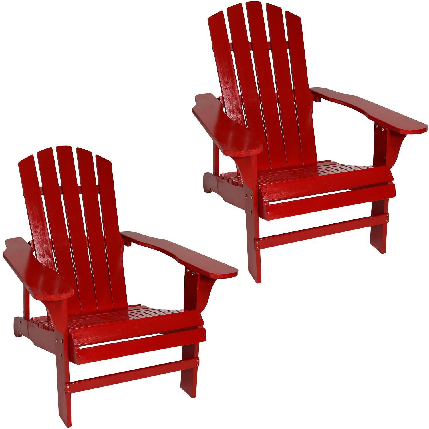 Ultimate Patio 2-Piece Wooden Adirondack Chair Set - Red thumbnail
